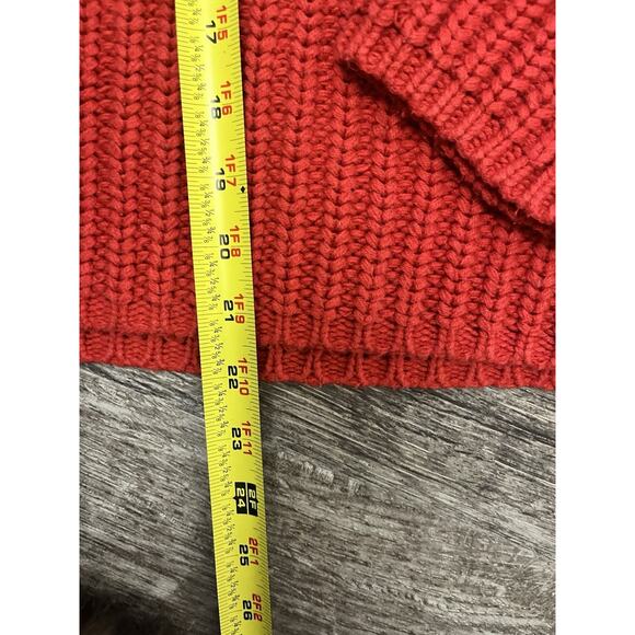 Cupio Women’s Medium Red Chunky Knit Sweater Crew Neck Cozy Warm Pullover - Picture 4 of 6